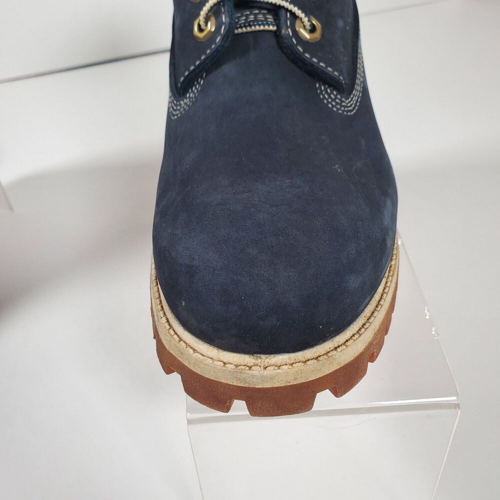 Timberland Men’s Premium 6-Inch Waterproof Boots 8.5M Navy Nubuck White Collar - Picture 11 of 16